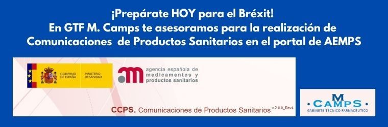 Productos Sanitarios ante el Brexit Comunicaciones al portal CCPS